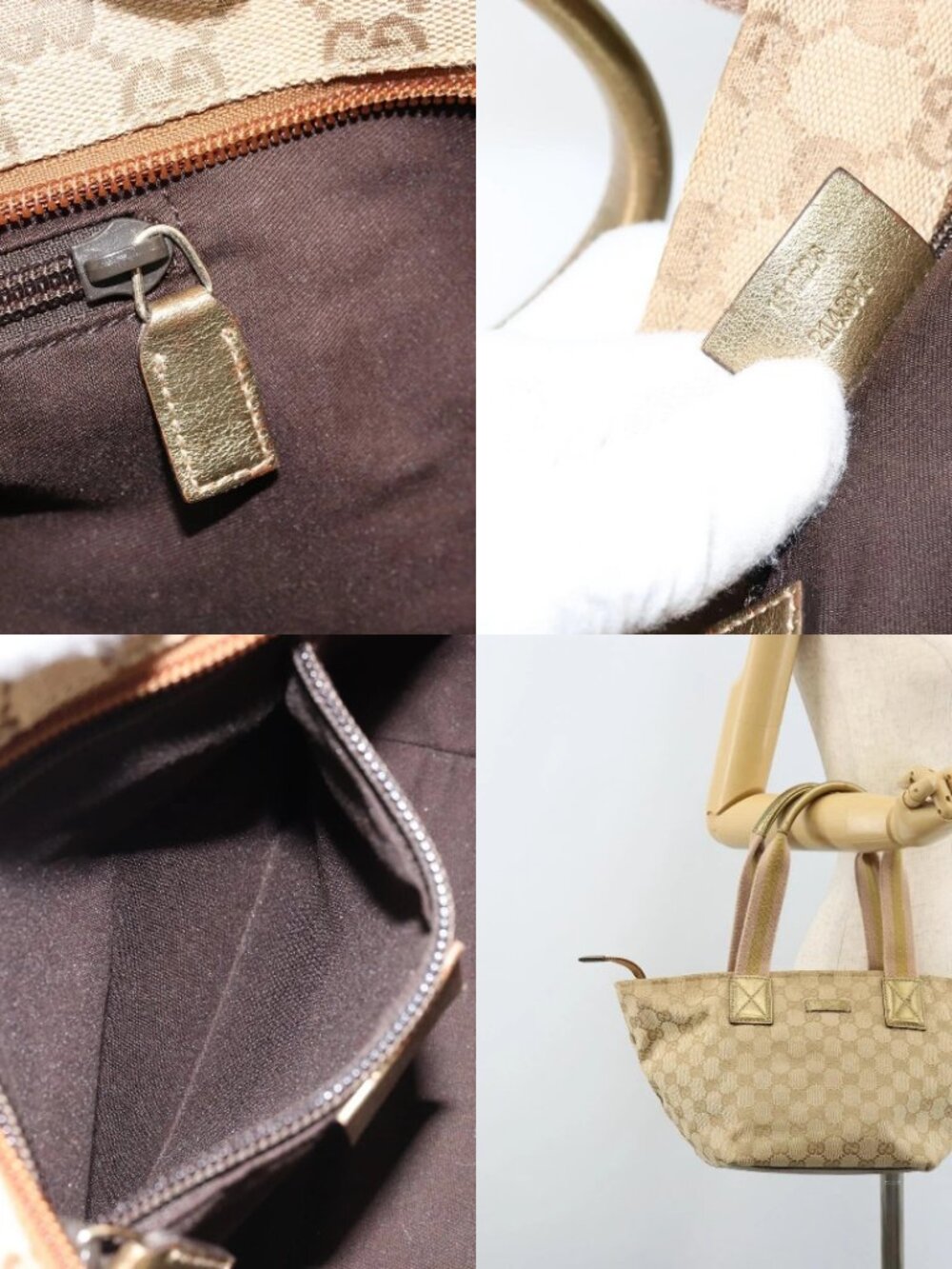 GUCCI GG Canvas Hand Bag Beige Gold 131228 Auth gh1835 - Picture 15 of 16